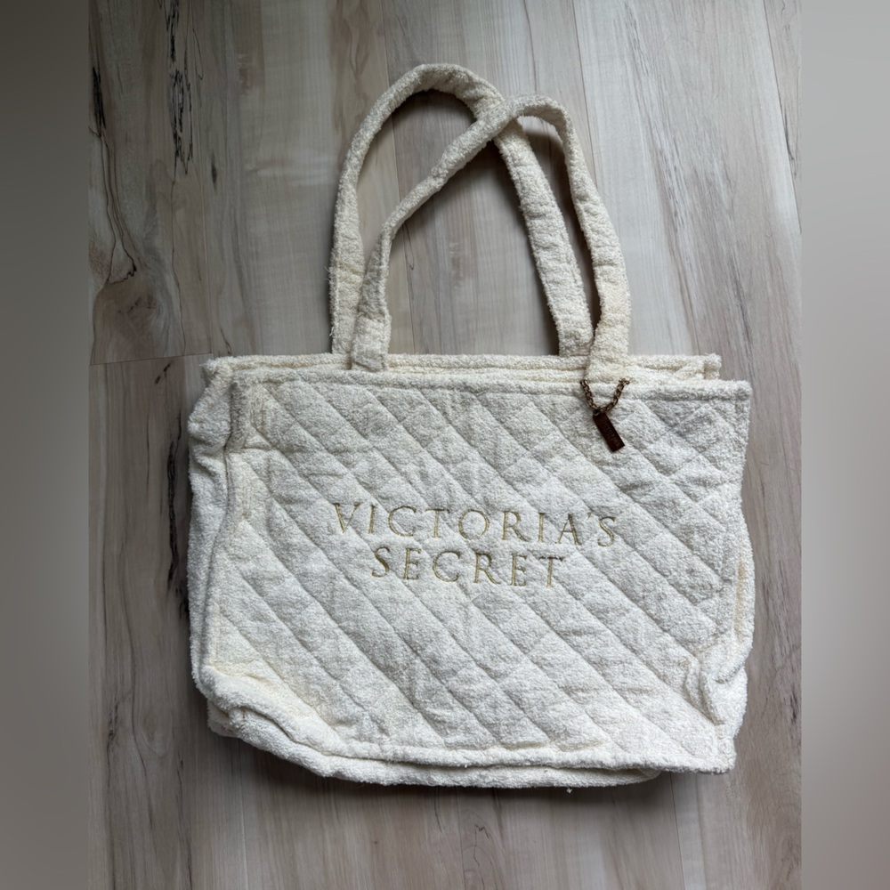 Victoria's Secret Cream Quilted Tote Bag